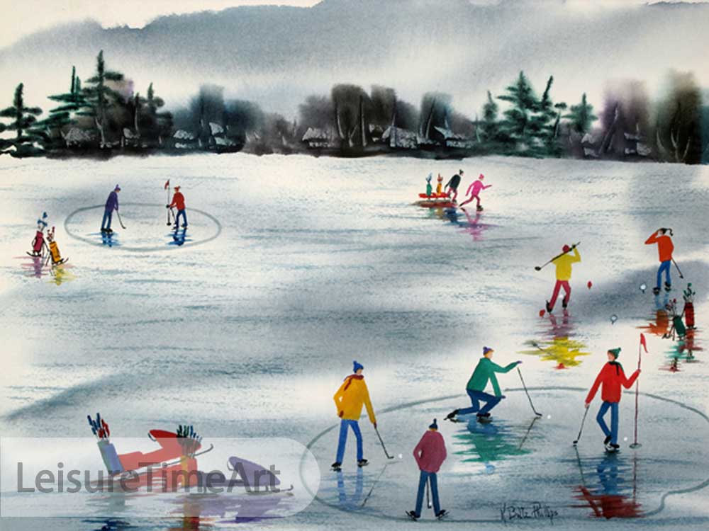 Golf on Ice Original Watercolor