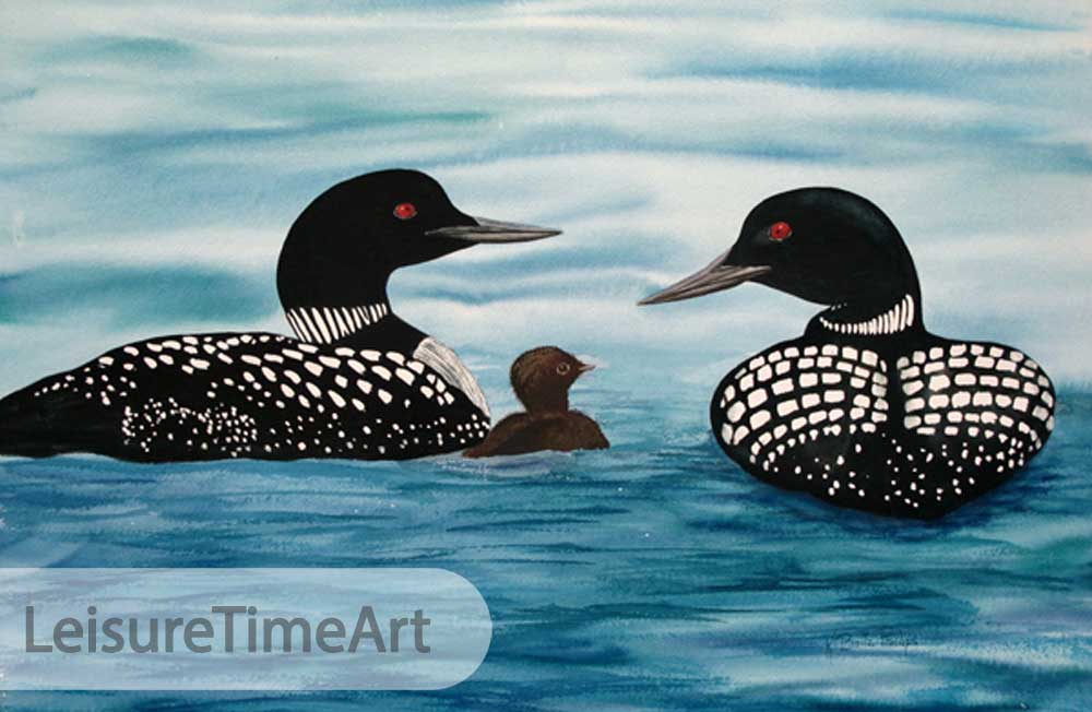 Loon Family Original Watercolor